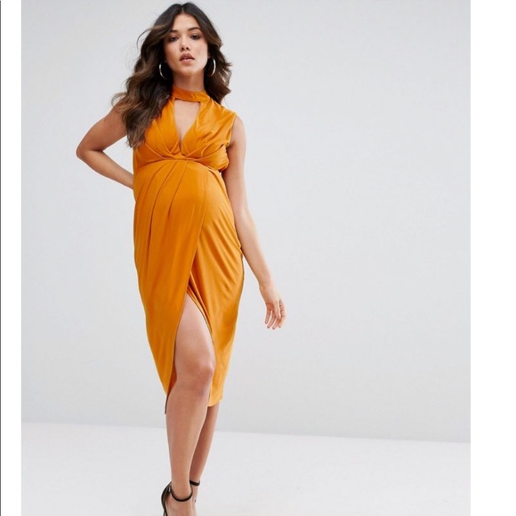 asos maternity yellow dress